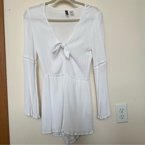 Divided White Long Sleeved Romper